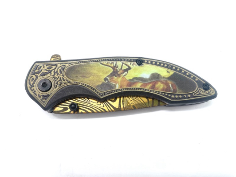 Photo 1 of Elk In Sunrise Folding Pocket Knife With Clip New