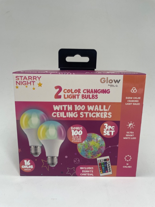 Photo 2 of Gabba Goods 3 Pc color Changing Light Bulbs & Wall Stickers - Multi