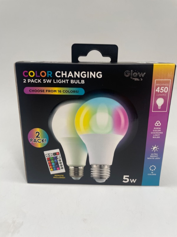 Photo 2 of 2-Pack Glow by GabbaGoods LED Multi-Color RGB Light Bulbs with Remote - 5 Watt
