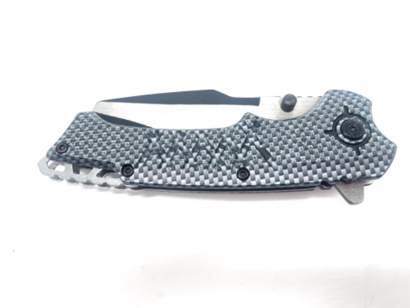 Photo 1 of Black And Gray Checkered Pocket Knife Folder With Clip New