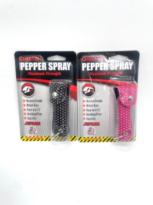 Photo 1 of 2 Pack Cheetah Pepper Spray Maximum Strength Up To 12 Feet Range With Carrying Case New