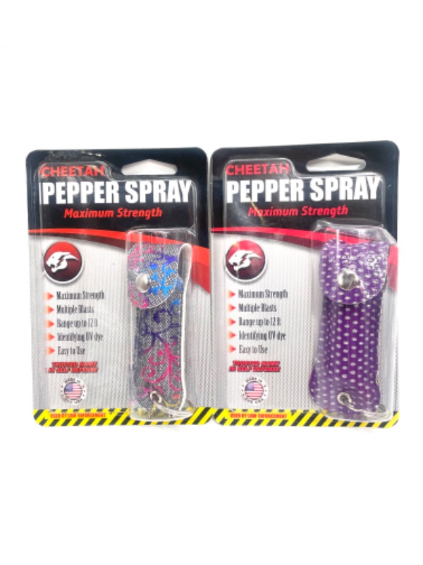 Photo 1 of 2 Pack Cheetah Pepper Spray Maximum Strength Up To 12 Feet Range With Carrying Case New