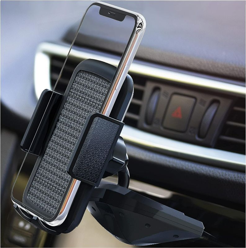 Photo 1 of Bestrix Cell Phone Holder for Car, CD Slot Car Phone Holder, Hands Free Car Mount with Strong Grip Universal for iPhone14/13/12/11/11Pro/Xs MAX/XR/XS/X/8/7/6 Plus, Galaxy S22/S21/S20/S10+/S10e/S9/S9+