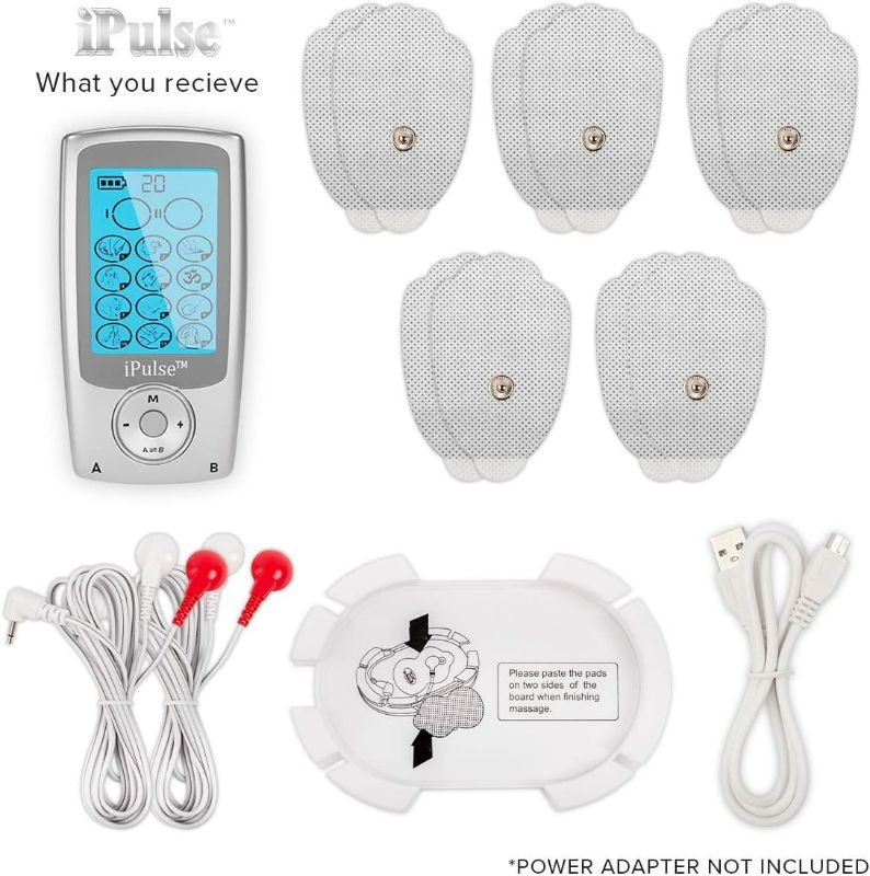 Photo 3 of iPulse Massager TENS EMS Unit, Dual Channel, 12 Therapy Massage Modes with 10 Electric Pads, Rechargeable Electronic Muscle Stimulator for Pain Relief, Arthritis, Muscle Strength & Tired Sore Muscles
