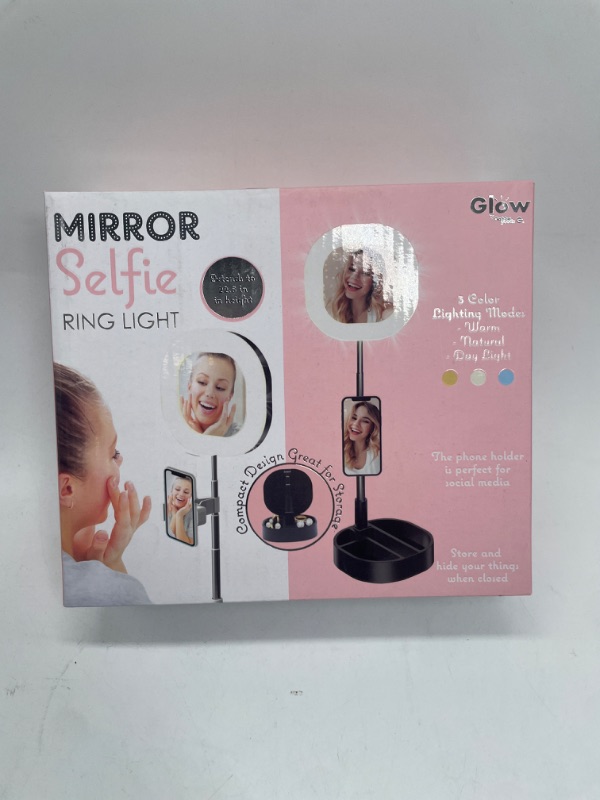 Photo 2 of Gabba Goods Mirror Selfie Ring Light for Girls 3 Modes, Universal Phone Holder Extends to 22.5in, Foldable
