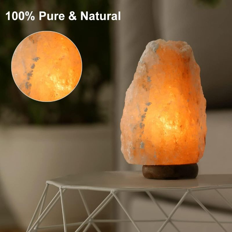 Photo 2 of FANHAO USB Himalayan Salt Lamp with 7 Colors Changing, Natural Crystal Salt Rock Lamp Table Lamps for Gifts, Home Décor - Hand Carved, LED Bulb and Real Rubber Wood Base
