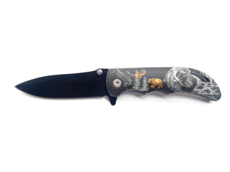 Photo 2 of Grizzly Bears And Owls In Moutain Pocket Knife With Clip New