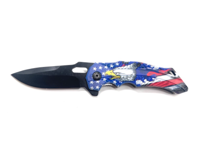 Photo 2 of American Eagle With American Flag Folding Pocket Knife With Clip New