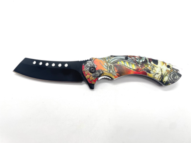 Photo 1 of Silver Dragon With Red Pendant Folding Pocket Knife With Clip New