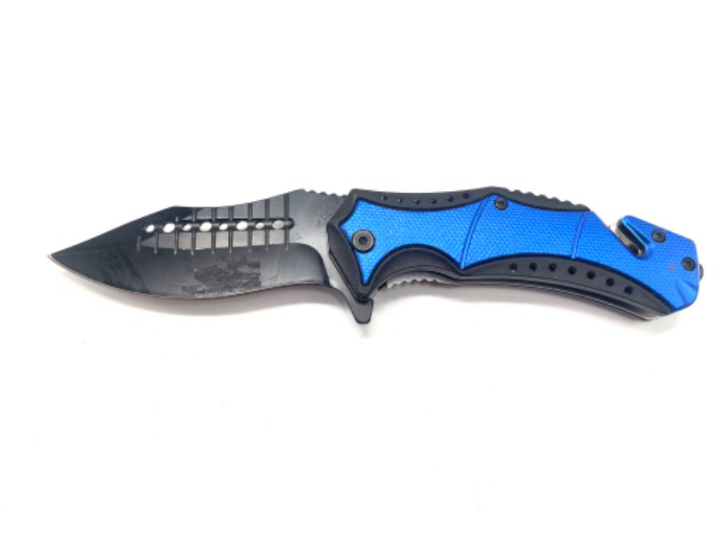 Photo 2 of Black And Blue Heavy Duty Pocket Knife With Seatbelt Cutter And Window Breaker New