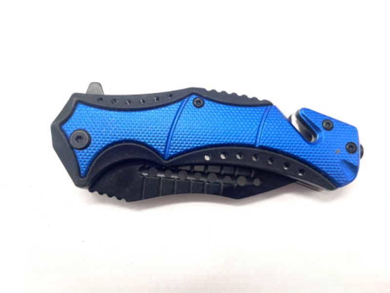 Photo 1 of Black And Blue Heavy Duty Pocket Knife With Seatbelt Cutter And Window Breaker New