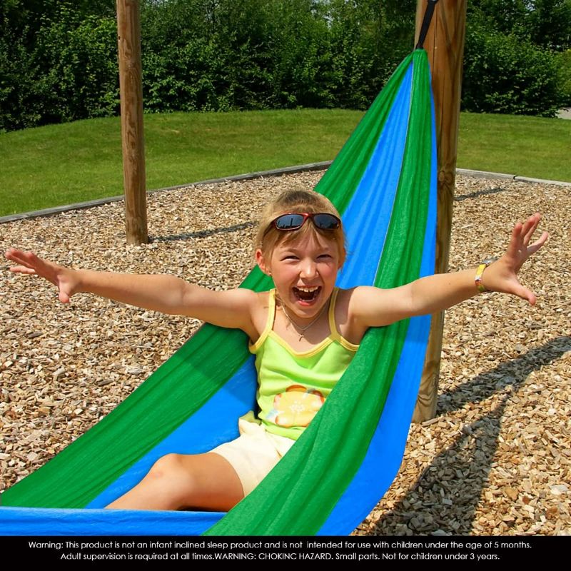 Photo 3 of Grassman Kids Small Hammock for Camping Portable Hammock for Child Girls Boys Ultralight Backpack Mini Hammocks with Straps Blue
