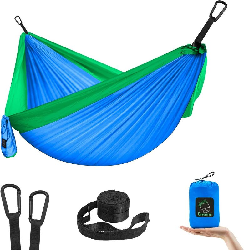 Photo 1 of Grassman Kids Small Hammock for Camping Portable Hammock for Child Girls Boys Ultralight Backpack Mini Hammocks with Straps Blue
