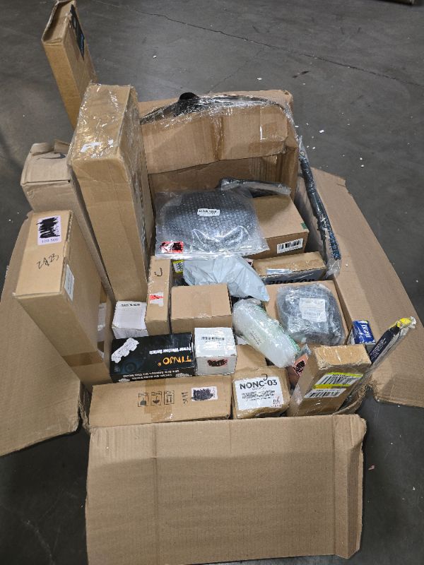 Photo 1 of 64pc Miscellaneous Automotive Box - Non Refundable -  Items Are For Various Vehicles - Items Are Either Partial Parts, Slightly Used, New Items, & Not Tested - ** Will Need Truck or Large Vehicle For Pickup *