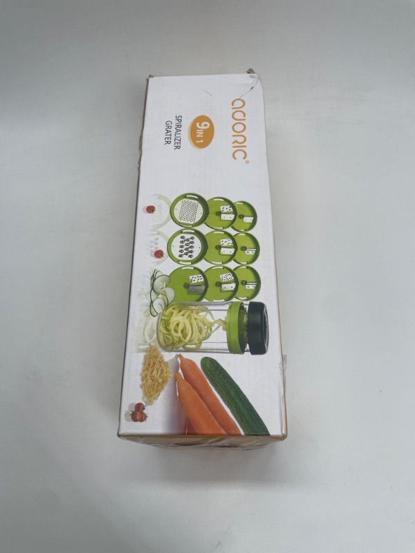 Photo 3 of Vegetable Chopper, Adoric 9 in 1 Vegetable Spiralizer Handheld Vegetable Slicer with Container & Cleaning Brush for Onion Salad Garlic Carrot Potato