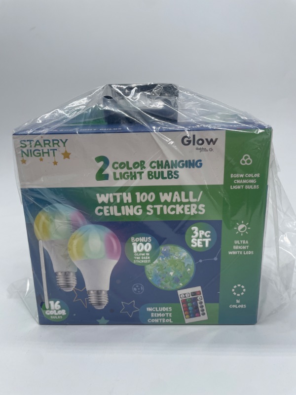 Photo 2 of Gabba Goods Starry Night 2 Color Changing Light Bulbs With 100 Ceiling Stickers