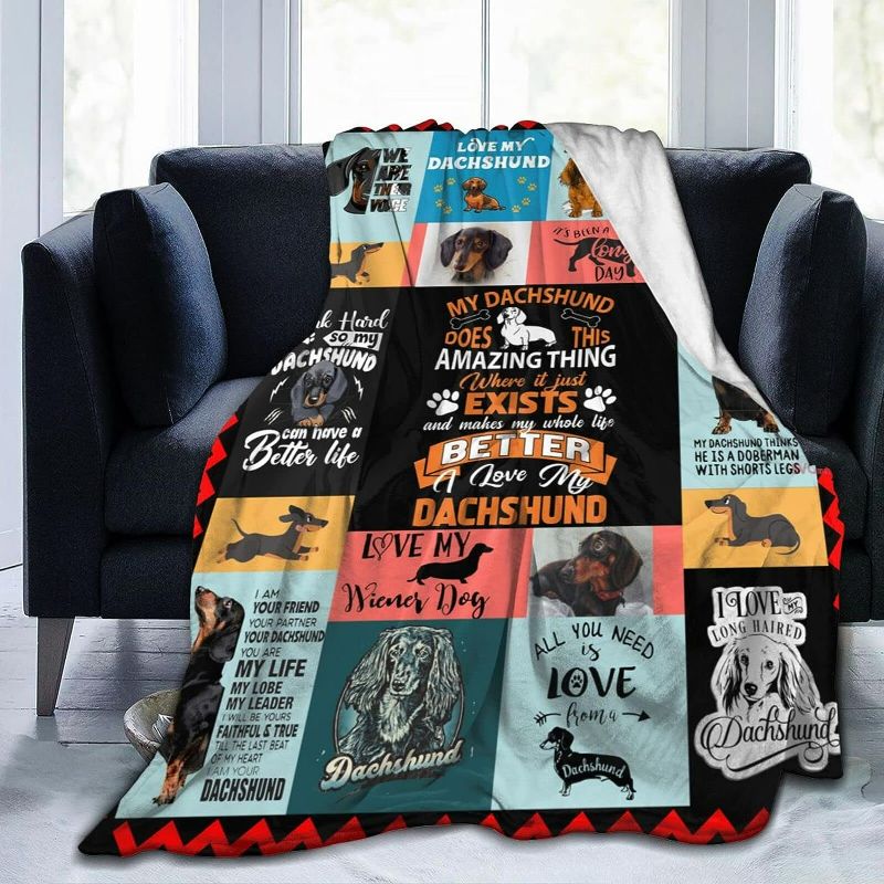 Photo 1 of Flannel Blanket Lion Dachshund Dog Fleece Blanket for All Season Comfortable Plush Throw Blanket Warm Comfy Bed Blanket Couch Sofa Office Blanket Gift for Family Festival 60"x50"

