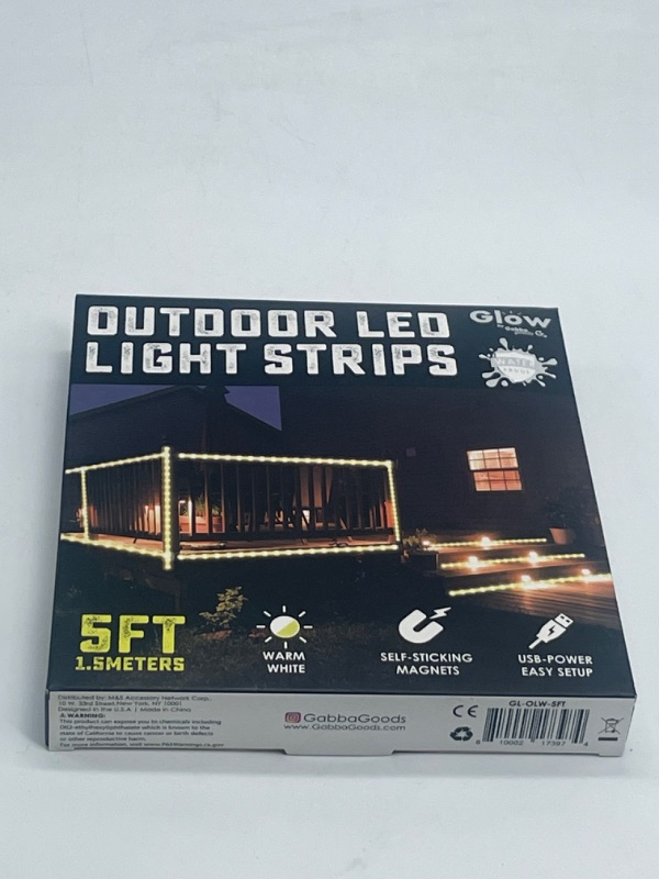 Photo 1 of Gabba Goods Outdoor/Indoor Weatherproof 5 Foot Long LED 5ft Light Strips with Warm White Light, Self-Sticking Magnet and Carrying cas- 5 feet Long
