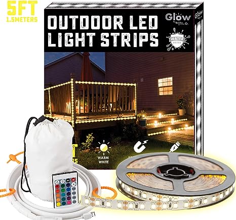 Photo 1 of Gabba Goods Outdoor/Indoor Weatherproof 5 Foot Long LED 5ft Light Strips with Warm White Light, Self-Sticking Magnet and Carrying cas- 5 feet Long
