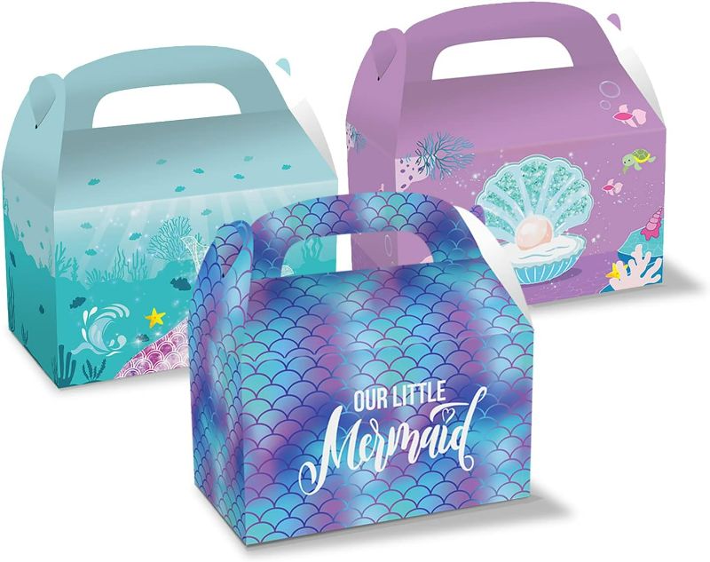 Photo 1 of Anor Wishlife Mermaid Party Boxes,Mermaid Paper Boxes, Mermaid Candy Boxes for Birthday Party,Baby Shower ((24pcs Mermaid)

