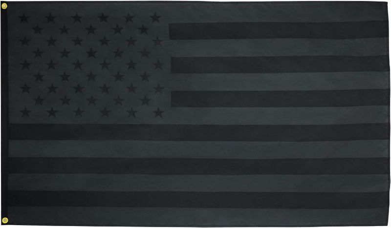 Photo 1 of All Black American Flag, 3x5 Ft US Black Flag Double Sided Printing UV Fade Resistant Black USA Flag Double Stitched Polyester with Brass Grommet Indoor Outdoor Banner
