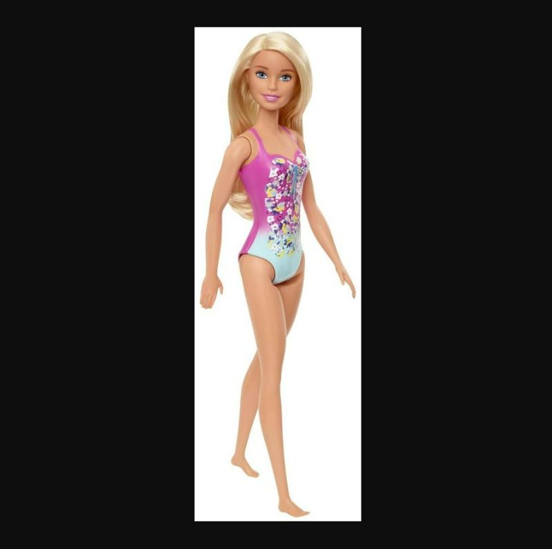 Photo 1 of Barbie Doll – Blonde in Pink Floral Swimsuit
