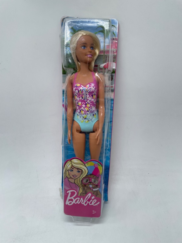 Photo 2 of Barbie Doll – Blonde in Pink Floral Swimsuit
