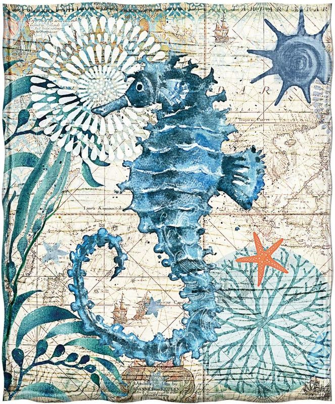 Photo 2 of Levens Sea Horse Throw Blanket Gifts for Women Girls, Ocean Animal Theme Decor for Couch Bed Sofa Travelling Camping, Birthday Christmas Soft Cozy Lightweight Blankets for Kids Adults 
