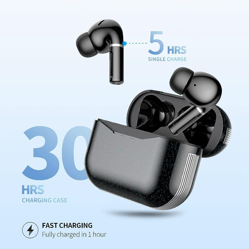 Photo 2 of MPWHYL Bluetoth 5.2 Headphones, Active Noise Canceling Wireless Earbuds, Deep Bass in Ear Earphones, 30H Playtime with Charging Case, Portable for Work Commuting Gameing
