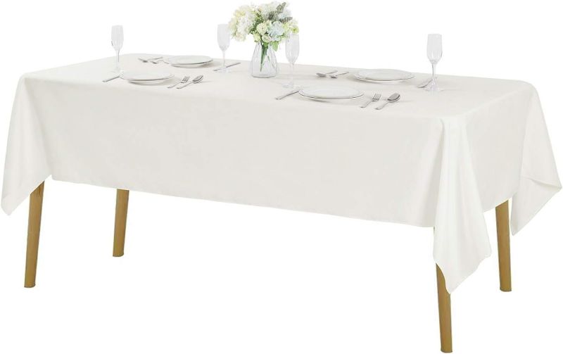 Photo 1 of Rectangle Tablecloth 60x120 inch Washable Polyester Fabric Table Cloth for Wedding Party Dining Banquet Decoration?60x120, Ivory?
