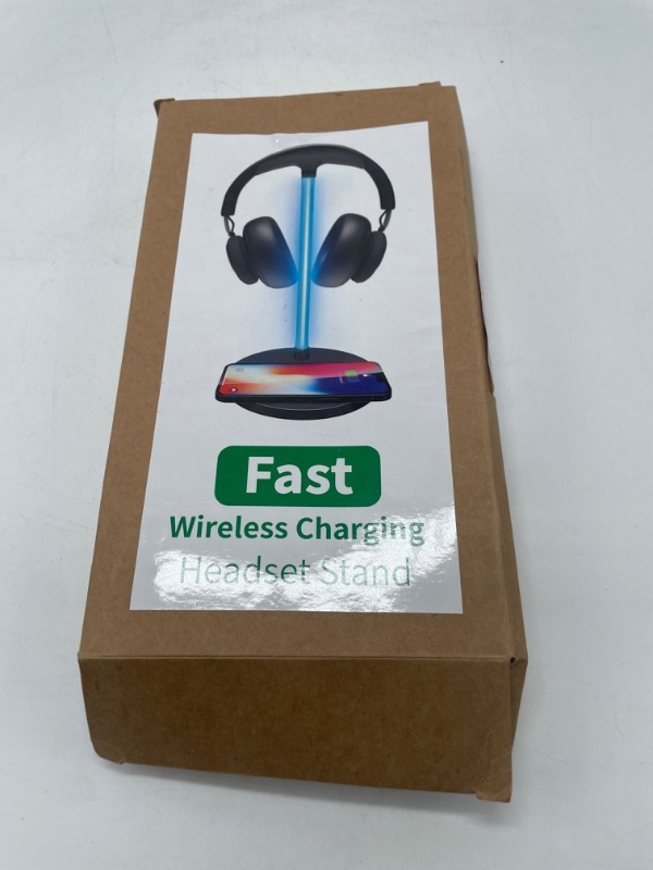 Photo 2 of  Headphone Stand with Wireless Charger Desk Gaming Headset Holder Hanger Rack with 10W/7.5W Fast Charge QI Wireless Charging Pad - Suitable for Gamer Desktop Table Game Earphone Accessories