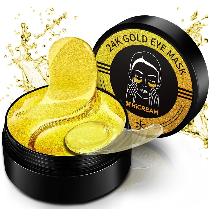 Photo 1 of Hicream 24k Gold Under Eye Patches -  Eye Mask Pure Gold Anti-Aging Collagen Hyaluronic Acid Under Eye Mask for Dark Circles, Puffiness & Wrinkles Refresh Your Skin
