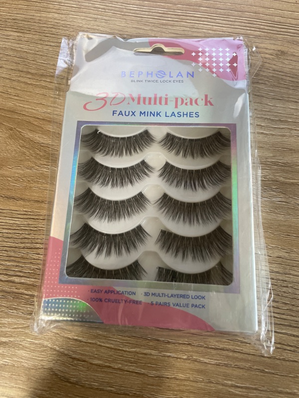 Photo 2 of Veleasha Lashes 5D Faux Mink Lashes 100% Handmade Luxurious Fake Eyelashes Lightweight Fluffy False Eyelashes 5 Pairs Pack (Glam)
