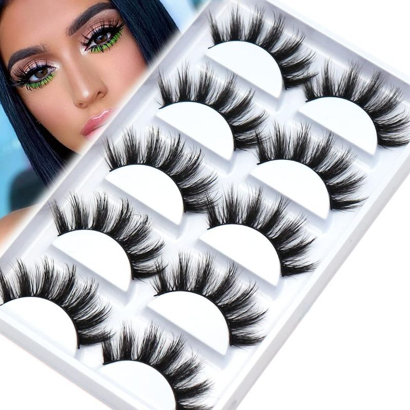 Photo 1 of Veleasha Lashes 5D Faux Mink Lashes 100% Handmade Luxurious Fake Eyelashes Lightweight Fluffy False Eyelashes 5 Pairs Pack (Glam)
