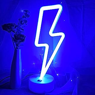 Photo 1 of  Lightning Bolt Neon Signs LED Signs for Bedroom Wall USB Powered Light Up Sign Lightning Bolt LED Light Room Decor for Teen Girls Gifts for Boys Lightning Neon Lights for Party,Birthday,Bar,Blue
