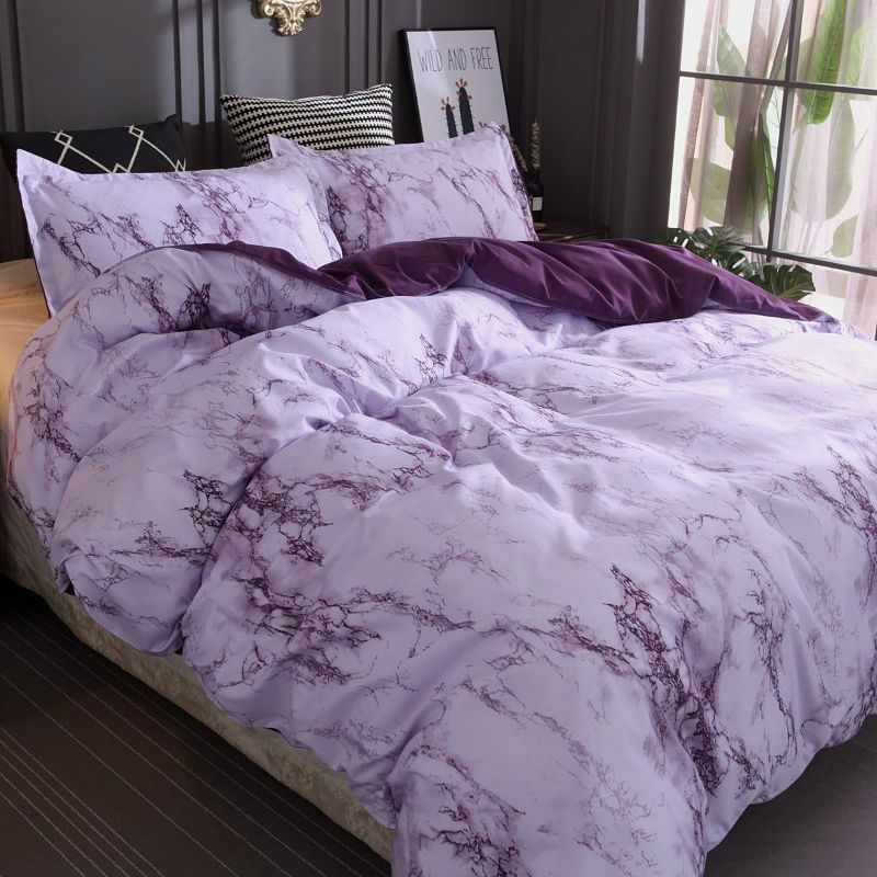 Photo 1 of Twin Bedding Duvet Cover Set Grape Reversible Marble Luxury Microfiber Lightweight Down Comforter Quilt Cover with Zipper
