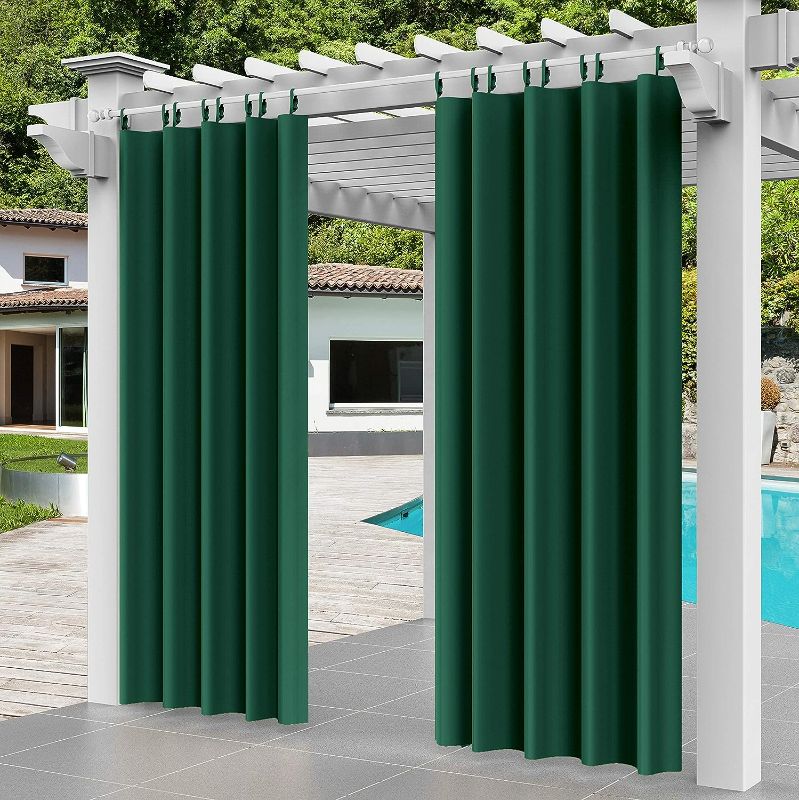 Photo 1 of Deekrain Indoor/Outdoor Patio Curtains Waterproof Detachable Top, UV Protectant and Blackout Outdoor Drapes Public Divider Privacy Screen Curtains, 1 Panel (Green, W52× L96)
