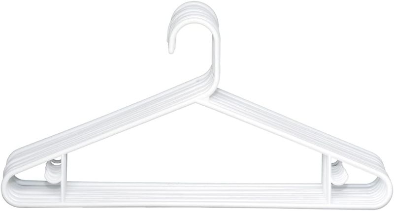 Photo 1 of Clorox White Plastic Clothes Hangers – 20 Pack | Ideal for Everyday Standard Use | Two Accessory Hooks | Value Set, 20 Count