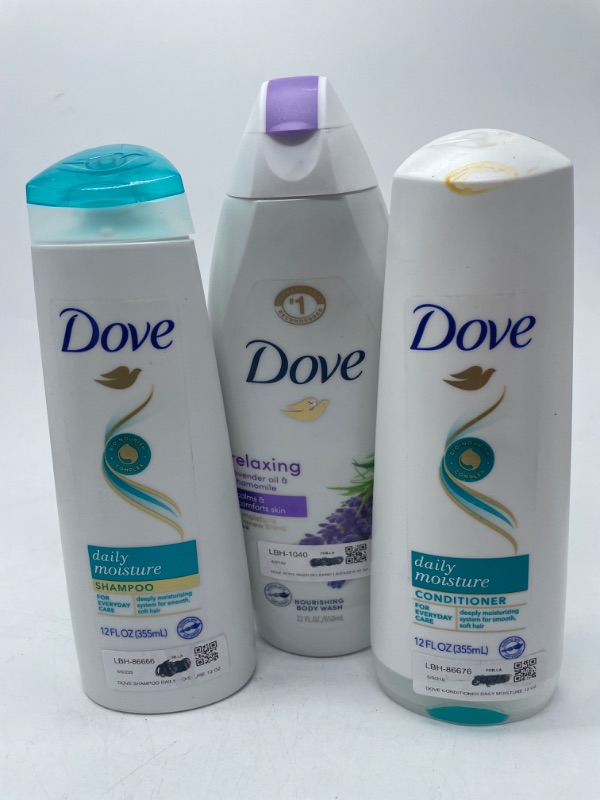 Photo 1 of Dove Body Wash for Renewed Lavender &Chamomile 20 Fl Oz, Dove Daily Moisture Therapy Shampoo & Conditioner