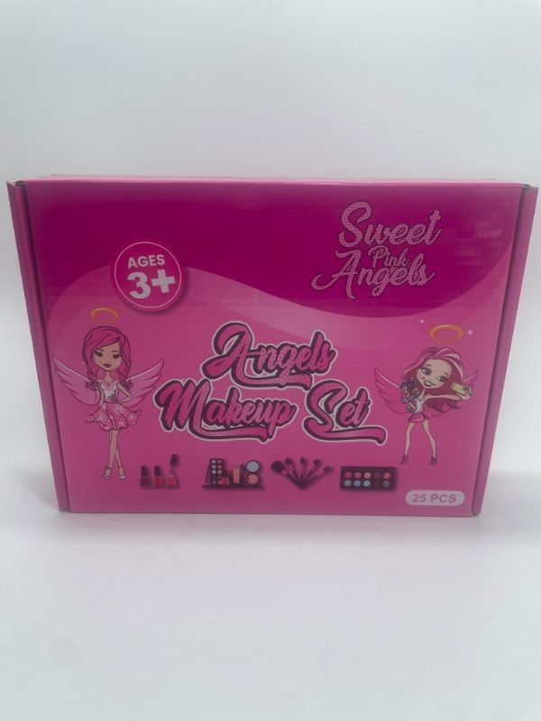 Photo 4 of 25 PCS Girls Makeup kit Sweet Pink Angels for Kids with Cosmetic Bag - Real Washable Girls Makeup Non Toxic Make up for Kids
