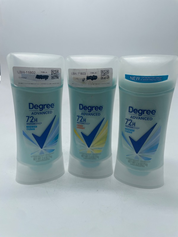 Photo 1 of 3 pack Degree 2.6 oz Deodorant 2 Shower Clean & 1 Fresh Energy 