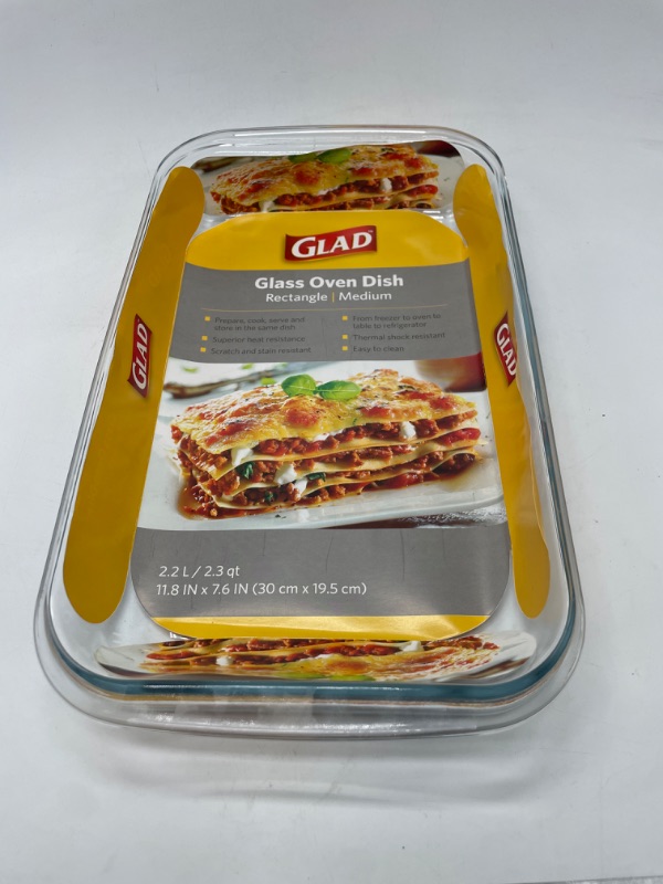 Photo 2 of Glad Clear Glass Oblong Baking Dish | 2.3-Quart Nonstick Rectangular Bakeware Casserole Pan | Freezer-to-Oven and Dishwasher Safe, Medium