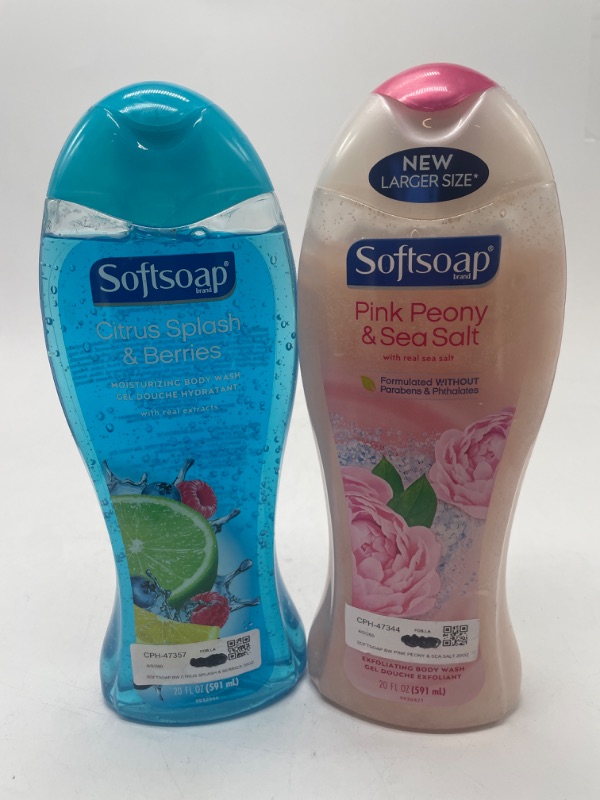 Photo 1 of Softsoap Moisturizing Body Wash, Citrus Splash & Berries, 591 mL Softsoap Body Wash, Exfoliating, Pink Peony & Sea Salt, Larger Size - 20 fl oz