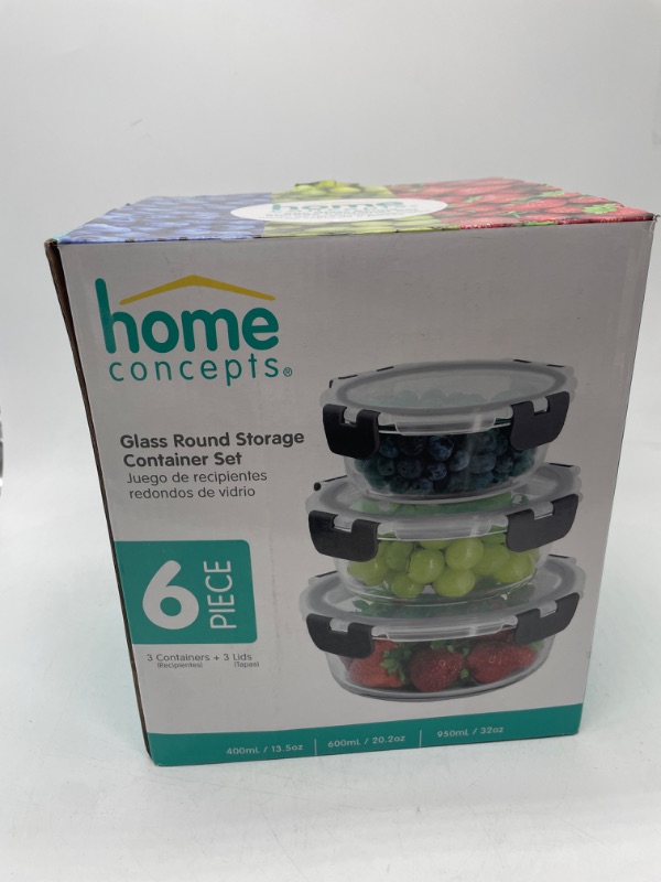 Photo 1 of home concept 6 piece glass round container set