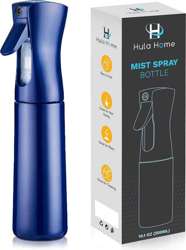 Photo 1 of Hula Home Continuous Spray Bottle (10.1oz/300ml) Empty Ultra Fine Plastic Water Mist Sprayer – For Hairstyling, Cleaning, Salons, Plants, Essential Oil Scents & More - Blue
