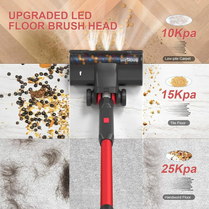 Photo 2 of Besswin Cordless Vacuum Cleaner, Lightweight Stick Vacuum with 280W Brushless Motor, Led Display, 25 Kpa Powerful Suction Vacuum Cleaner for Hardwood Floor Carpet Pet Hair, 45min Long Runtime, W26