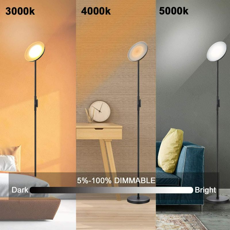 Photo 2 of JOOFO Floor Lamp,30W/2400LM Sky LED Modern Torchiere 3 Color Temperatures Super Bright-Tall Standing Pole Light with Remote & Touch Control for Living Room,Bed Room,Office (Black)
