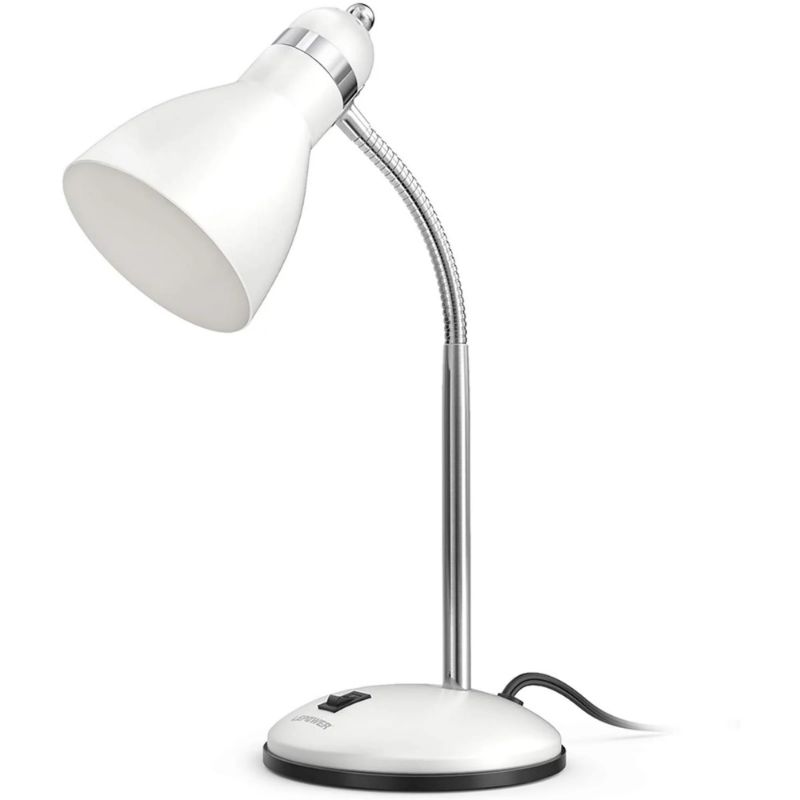 Photo 1 of  Metal Desk Lamp, Adjustable Gooseneck Table Lamp for Home, Office, Bedroom, White
