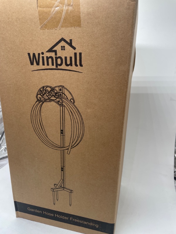 Photo 1 of Winpull Garden Hose Holder Detachable Water Hose Holder Hose Hanger, Heavy Duty Metal Hose Holder Freestanding Hose Stand Hose Organizer Hose Holders for Outside (Black)

