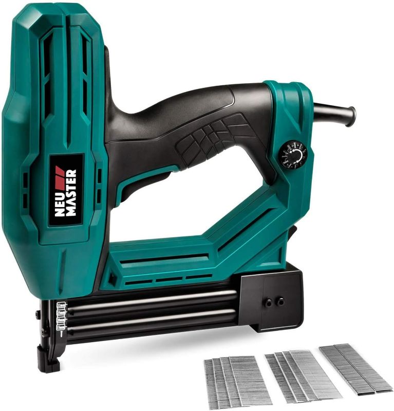 Photo 1 of Electric Brad Nailer, NEU MASTER NTC0040 Electric Nail Gun/Staple Gun for Upholstery, Carpentry and Woodworking Projects, 1/4'' Narrow Crown Staples 200pcs and Nails 800pcs Included
